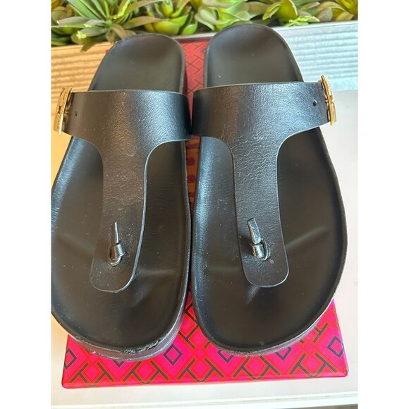 Tory Burch Mellow Thong Sandal – Black Vachetta Leather – Size 9.5 – Gently Used - Picture 8 of 10